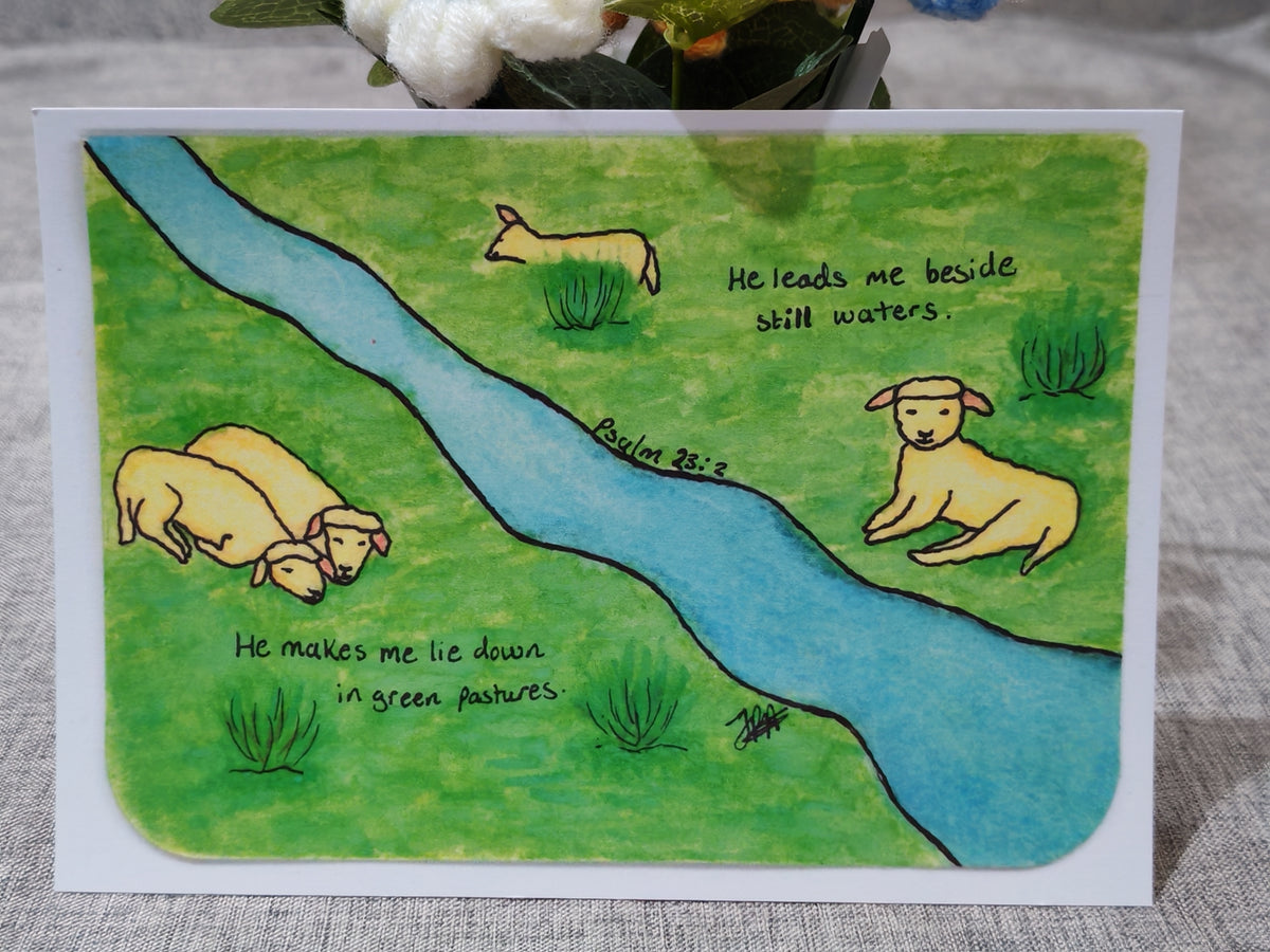 Postcard - Painting of Psalms 23:3