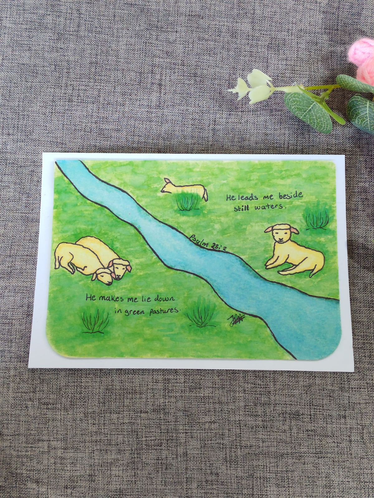 Postcard - Painting of Psalms 23:3